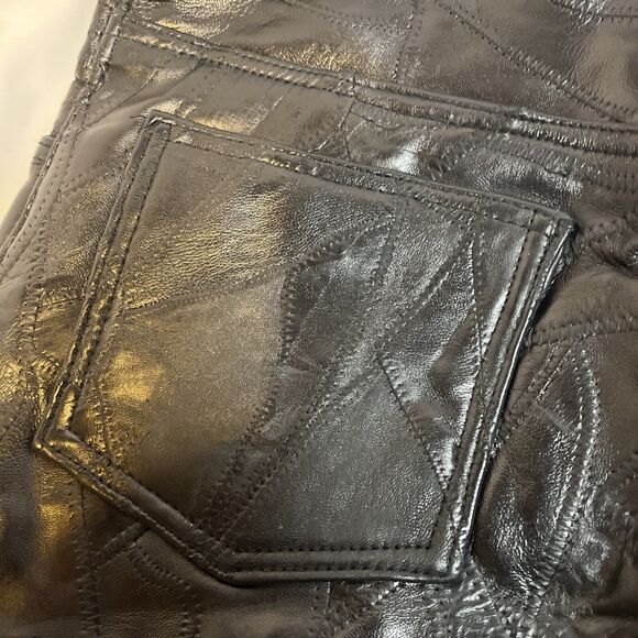 Black Leather Shorts Size 12 Giovanni Navarre Vintage 2002 Italian Stone NOS NWT - Picture 8 of 9